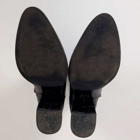 J. McLaughlin Gwyneth Black Leather Croc-Embossed Ankle Boots Size 9 - Picture 10 of 14